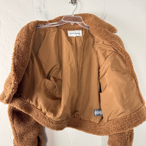 Cupcakes and Cashmere Coat Teddy Fleece Jacket Plush Brown Button Down Collared - Picture 3 of 9